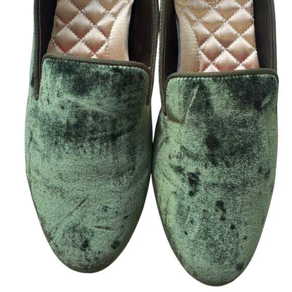Birdies The Starling Loafers Velvet Semi Formal Flats In Moss Green Size 10 - Picture 5 of 12